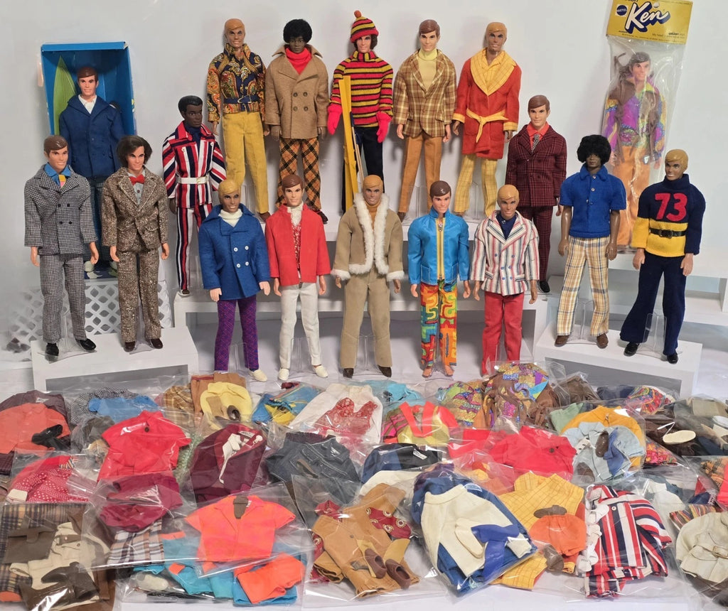Vtg 1970s Mattel Ken & Brad Dolls LOT w/Original Clothes Accessories & Cases